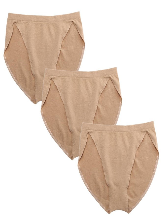 iMucci 3 pcs Professional Girl Ballet Dance Briefs Women - Beige Velvet Cotton Mid Rise Waist Panty Gymnastics Underpants (for Child 8-12 Years) - Image 1